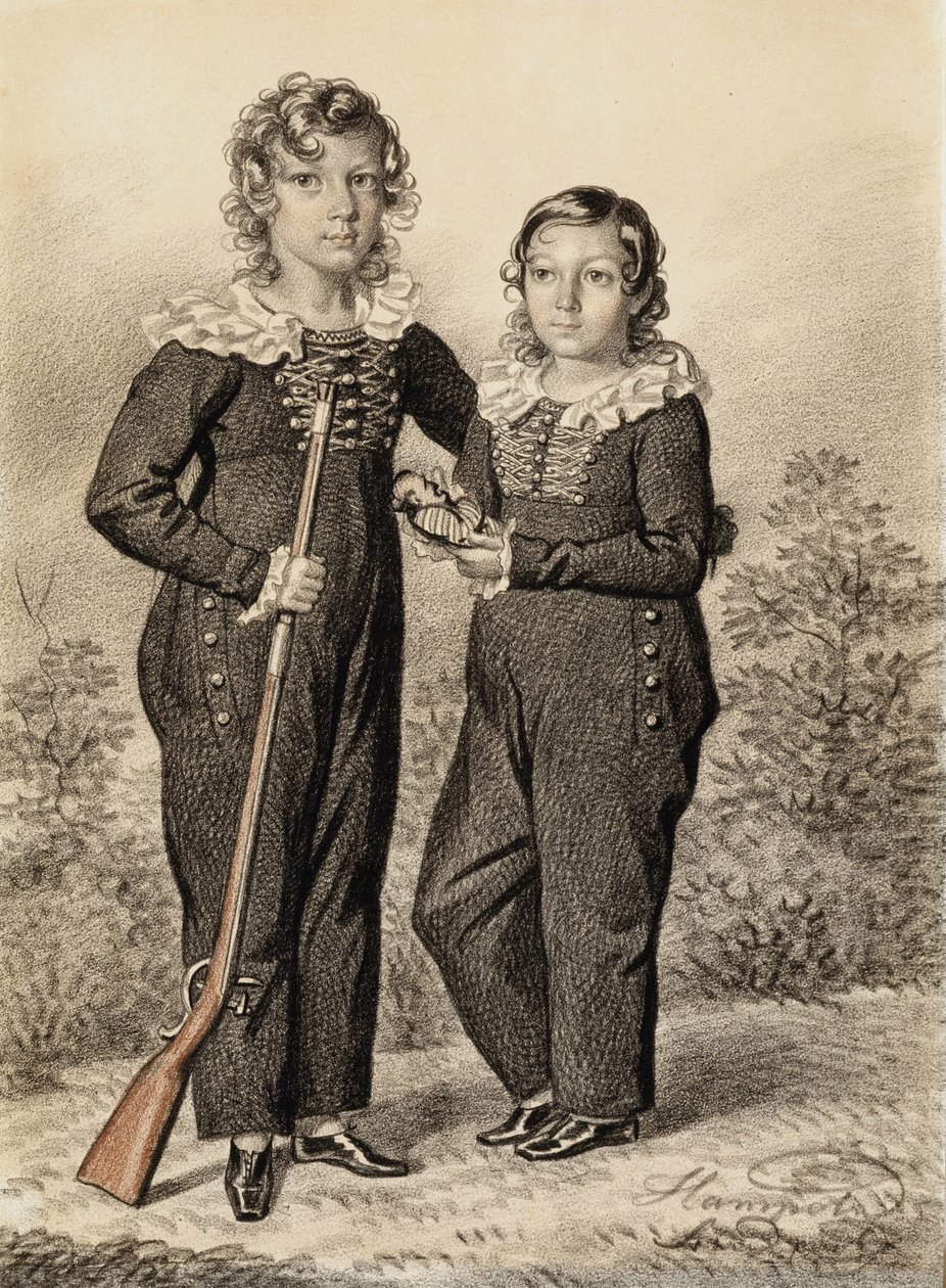 Porträt von Alexander und Alexei Dondukov-Korsakov von Carl von Hampeln