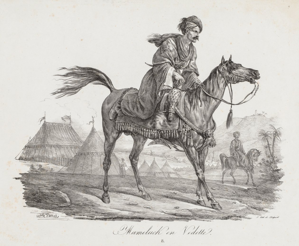 Große Suite der Pferde: Berittener Mamelucke, ca. 1818 von Carle Vernet