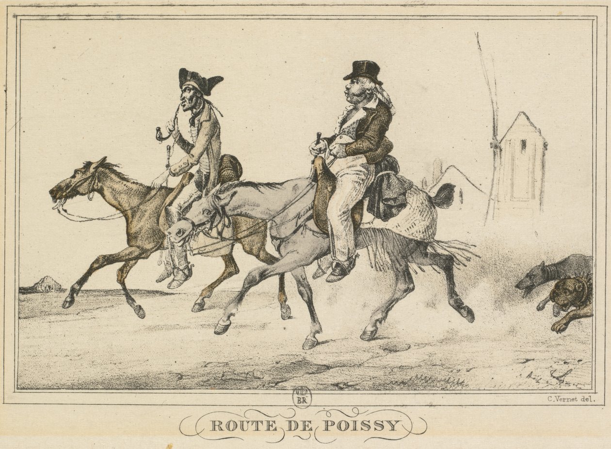 Szenen des täglichen Lebens, Straßen und Wege: Straße nach Poissy von Carle Vernet
