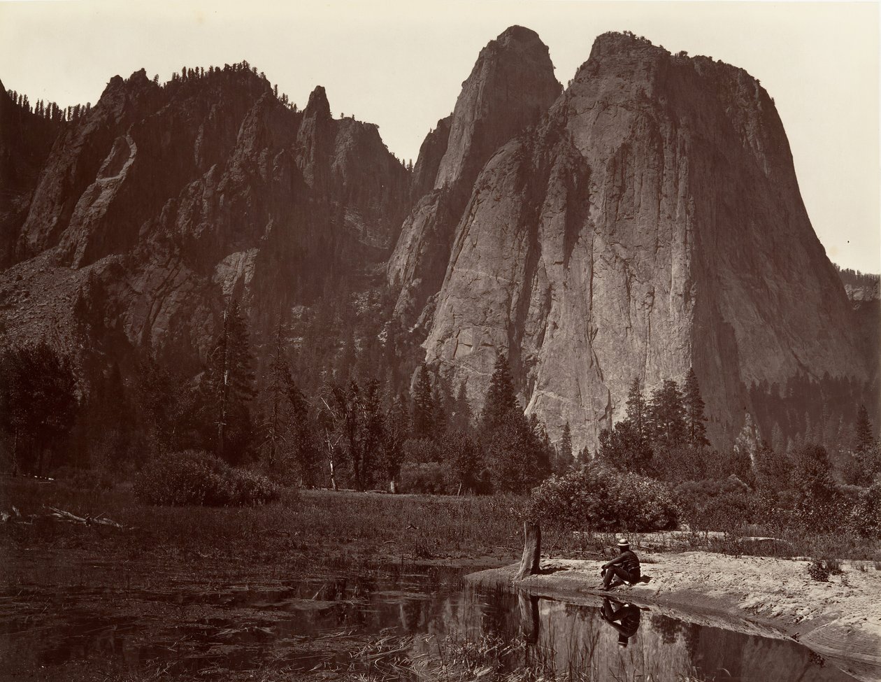 Kathedralenfelsen, Yosemite, ca. 1872, gedruckt ca. 1876 von Carleton E. Watkins.