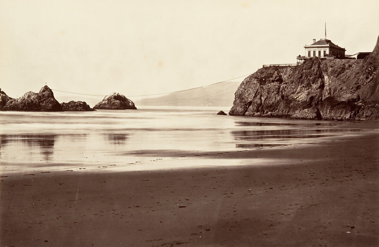 Cliff House und Seal Rock, 1868-69, gedruckt ca. 1876 von Carleton Emmons Watkins