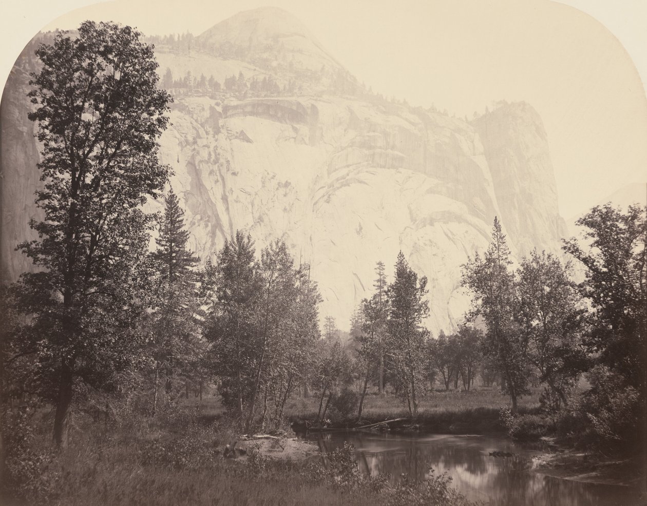 Flussansicht der Royal Arches, Yosemite, 1861 von Carleton Emmons Watkins