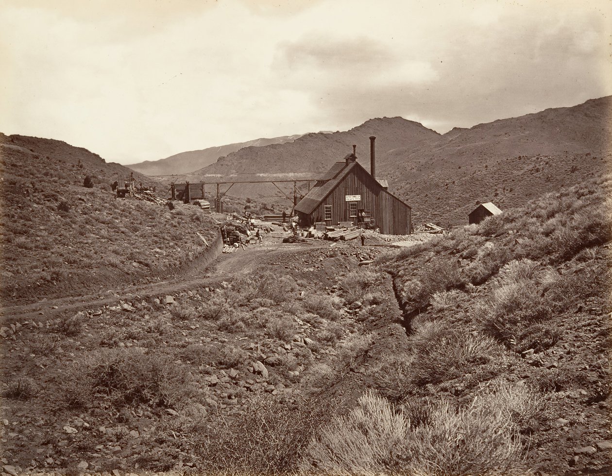 Sutro-Tunnel-Schacht Nr. 3, 1875, gedruckt ca. 1876 von Carleton Emmons Watkins