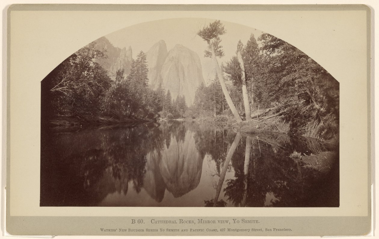 B 60. Cathedral Rocks, Spiegelansicht, Yosemite. von Carleton Watkins