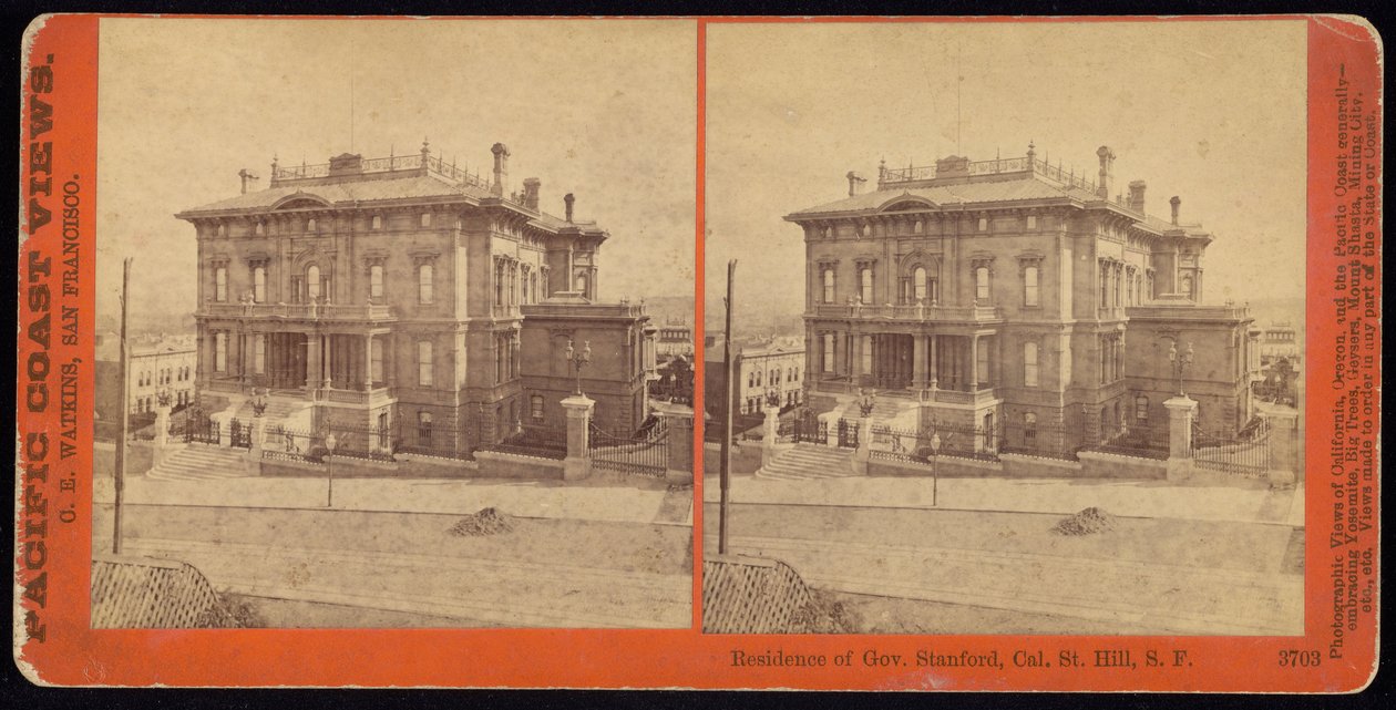 Residenz von Gouverneur Stanford, Cal. St. Hill, S.F von Carleton Watkins