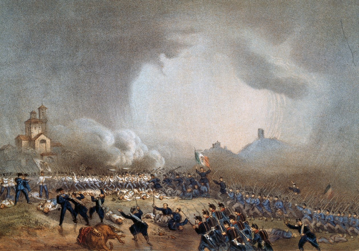 Angriff der Piemontesen bei Madonna della Scoperta, Schlacht von Solferino, 24. Juni von Carlo Bossoli
