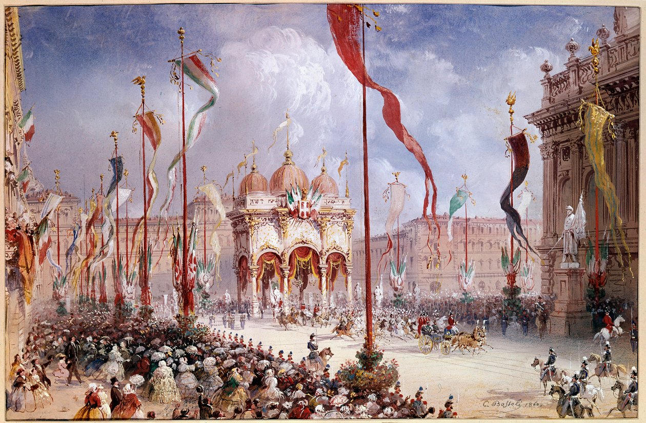 Viktor Emanuel II. bei der Eröffnung des italienischen Parlaments am 02.04.1860 von Carlo Bossoli