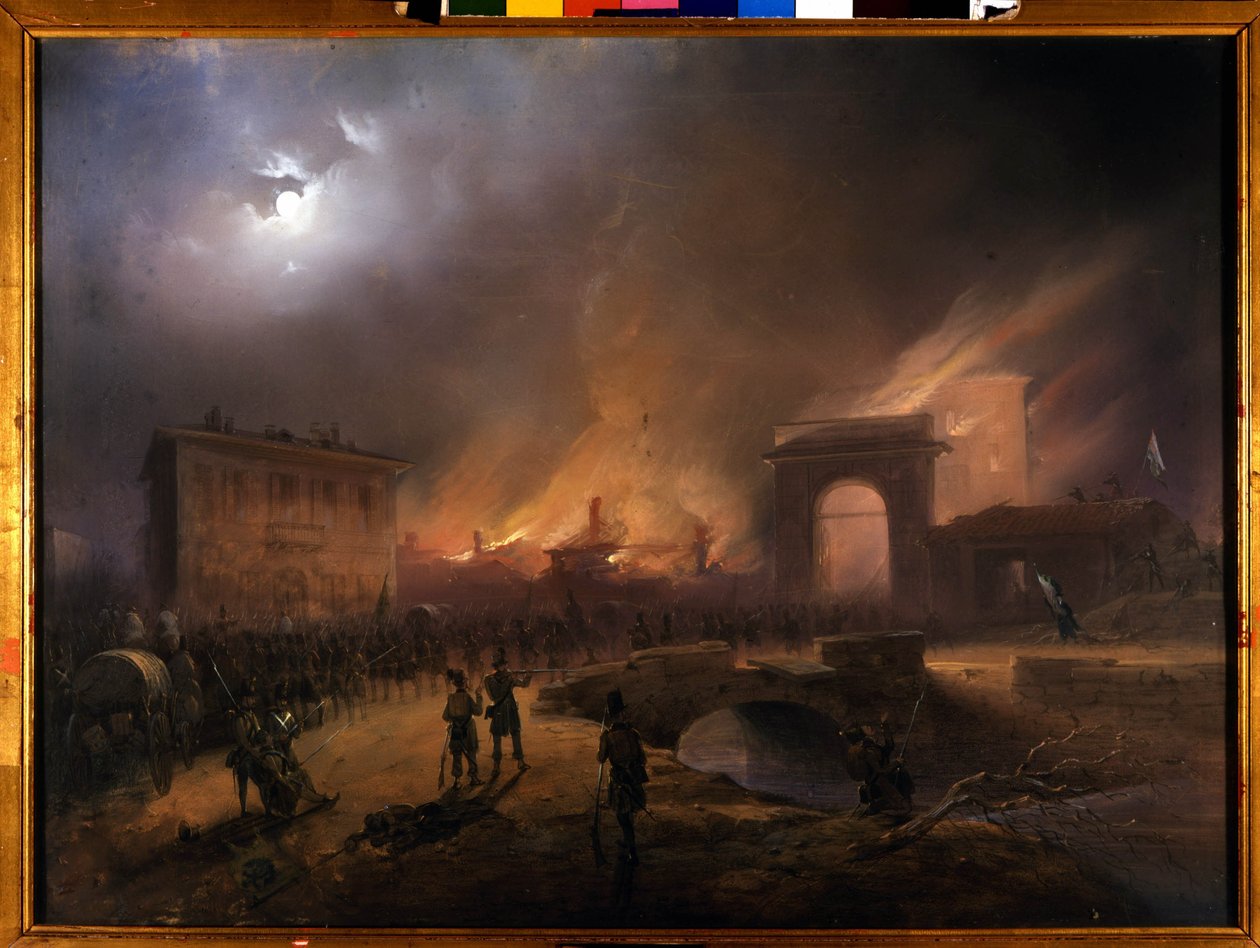 Risorgimento: Die Fünf Tage von Mailand (Cinque giornate di Milano) (18.-22. März 1848): Dies ist eine der ersten Episoden der Revolutionen von 1848 (Teil des Ersten Italienischen Unabhängigkeitskrieges), die den Aufstand der Mailänder Bevölkerung sah von Carlo Bossoli