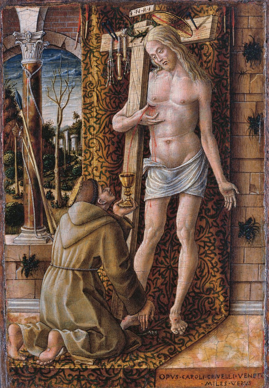 Der heilige Franziskus sammelt das Blut Christi von Carlo Crivelli