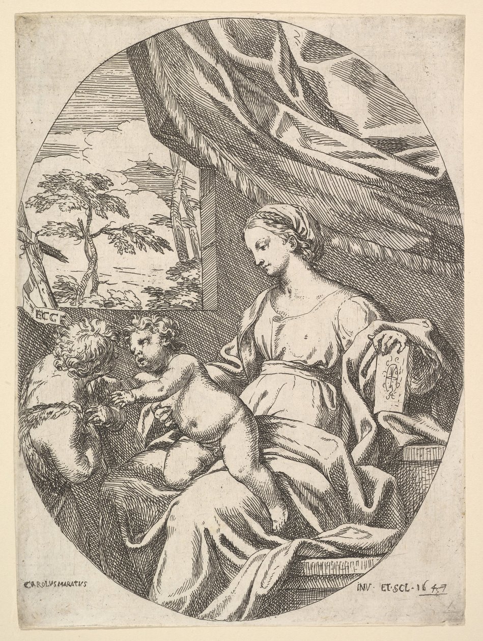 Die Jungfrau und das Kind mit dem jungen Heiligen Johannes dem Täufer von Carlo Maratta or Maratti