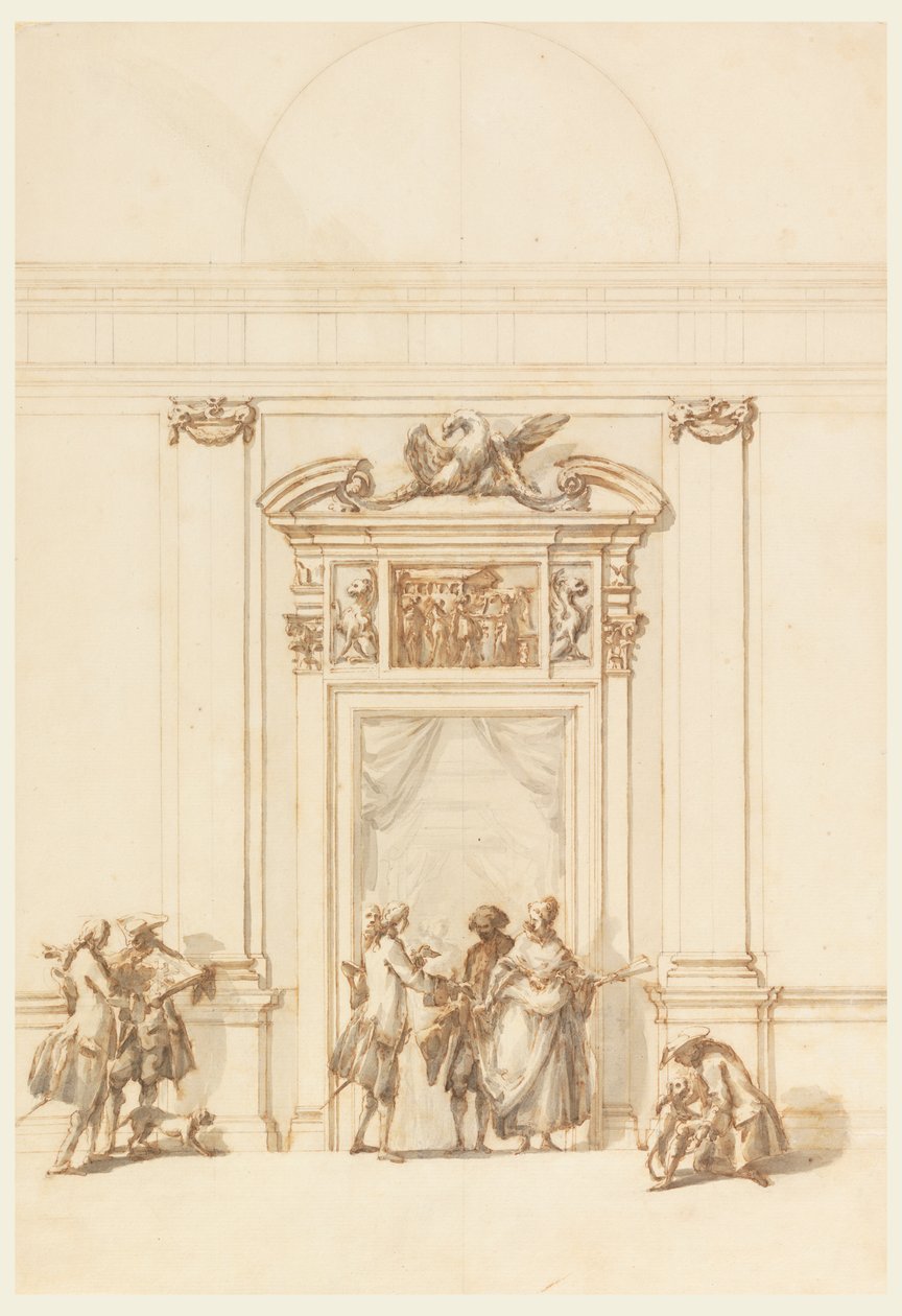 Entwurf für das Nordportal, Grand Gallery, Villa Albani, Rom, Italien von Carlo Marchionni