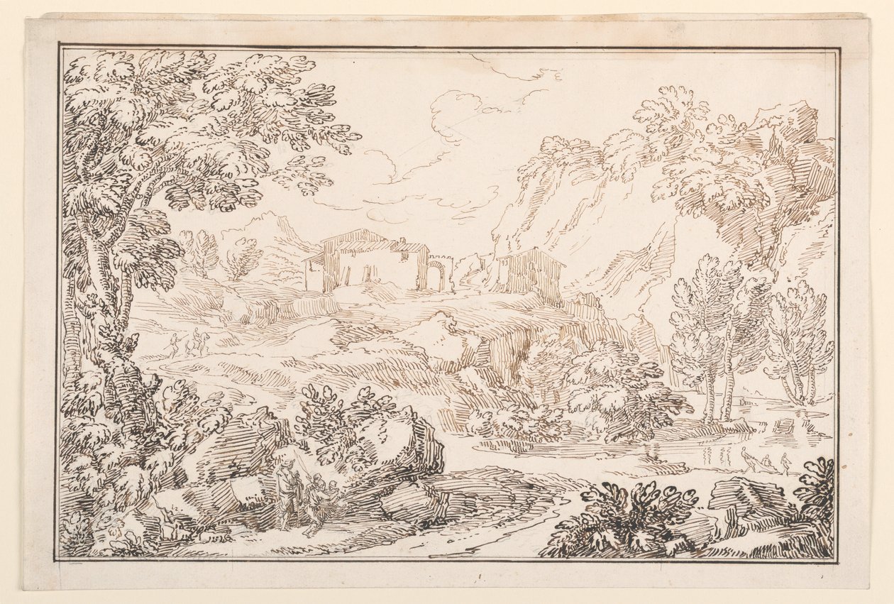 Zeichnung, Eine Landschaft, 1770–86 von Carlo Marchionni