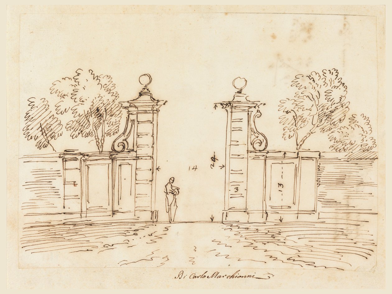 Entwurf für ein Tor einer Villa, 1750–55 von Carlo Marchionni