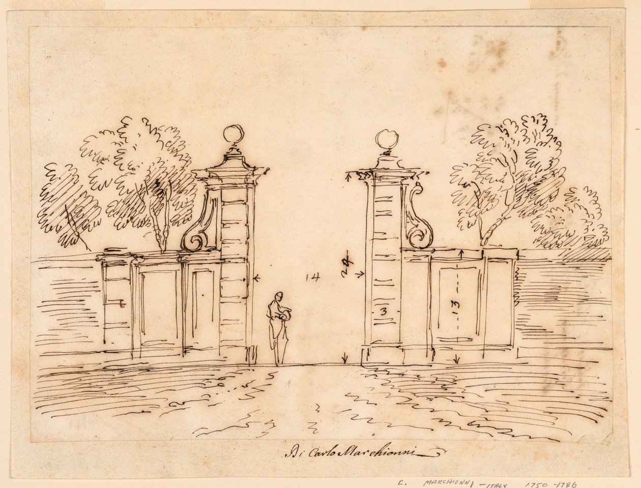 Entwurf für ein Tor einer Villa, 1750–55 von Carlo Marchionni