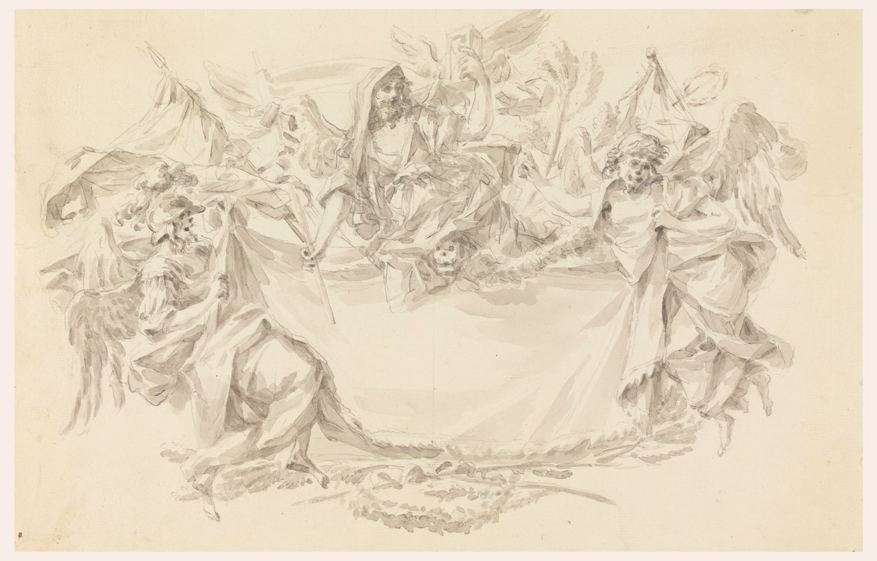 Entwurf für ein Tuch als Platz für eine Inschrift, 1750–86 von Carlo Marchionni