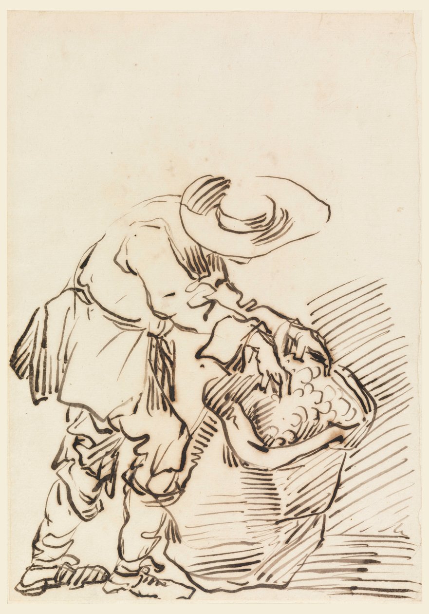 Zeichnung, Arbeitender Bauer, 1728–78 von Carlo Marchionni