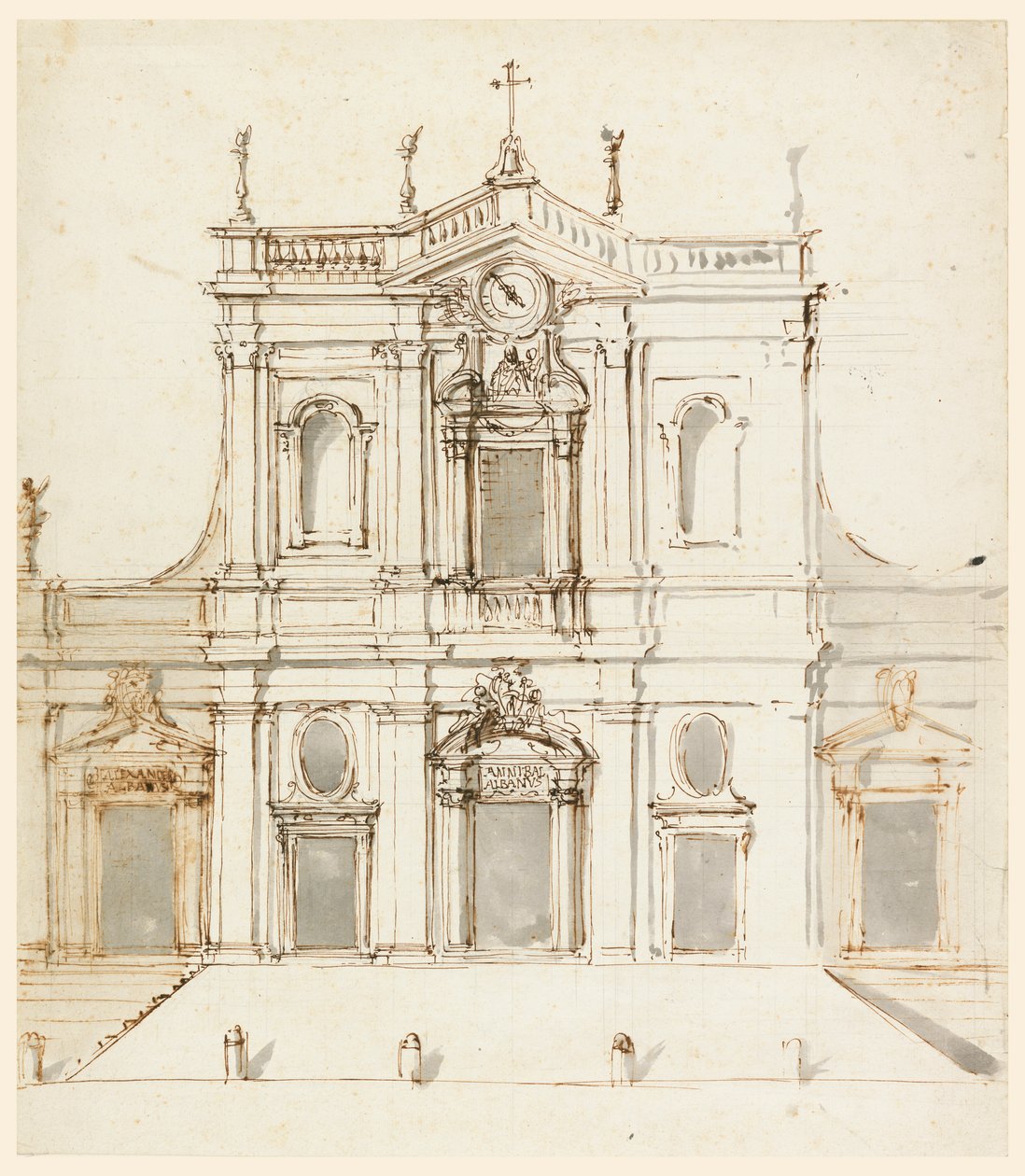 Fassade mit den Albani-Wappen von Carlo Marchionni