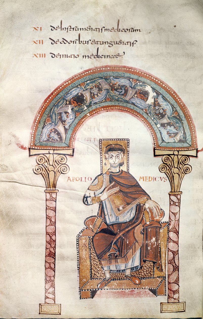 Apollo Medicus, aus Etymologiae von Isidor von Sevilla von Carolingian School
