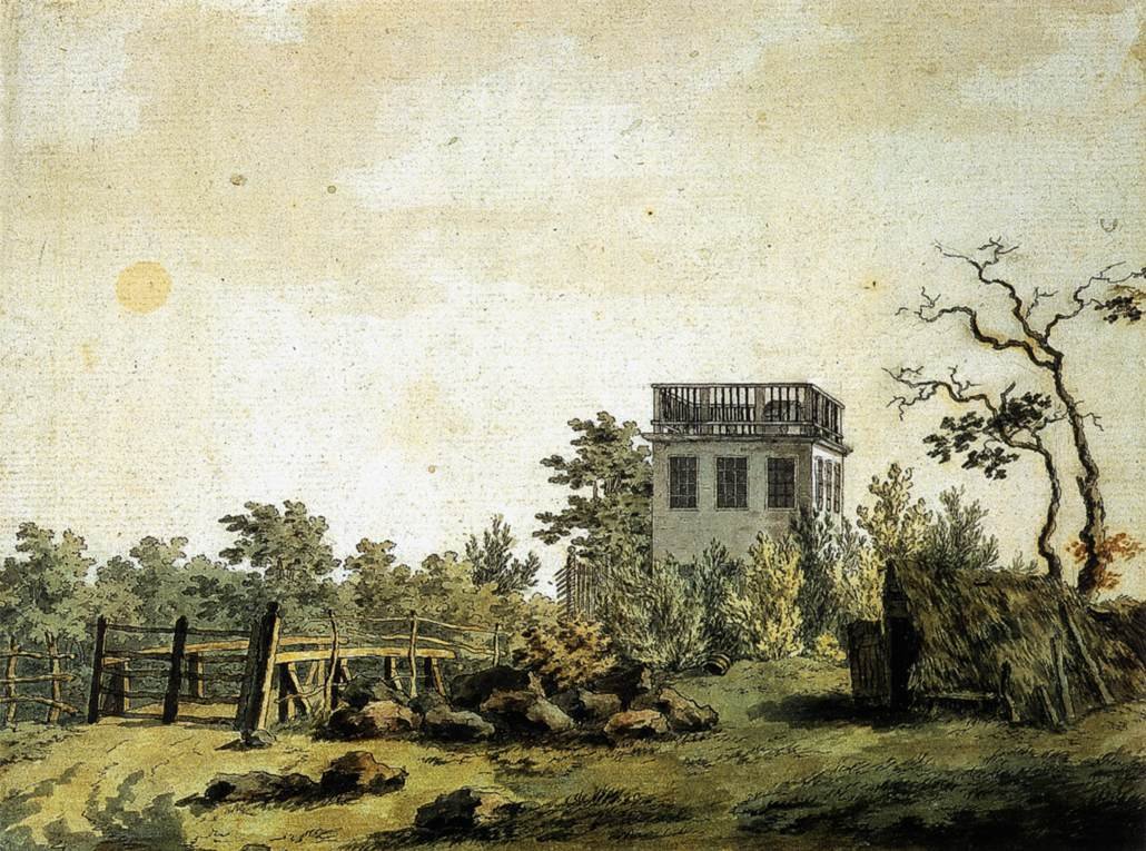 Landschaft mit Pavillon von Caspar David Friedrich