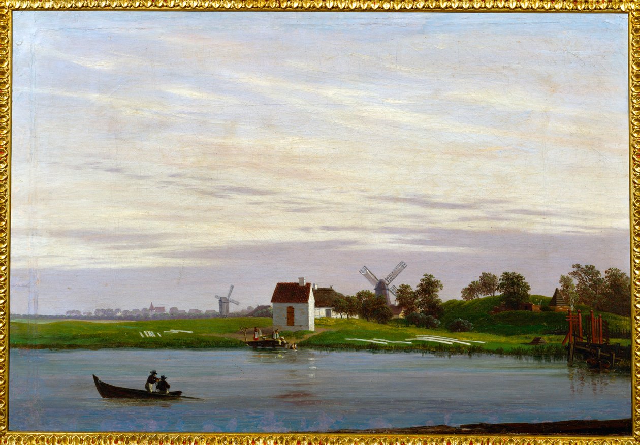 Landschaft mit Windmühlen von Caspar David Friedrich