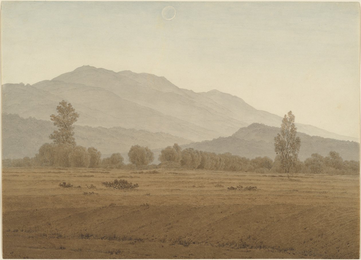 Neumond oder Sonnenfinsternis über dem Riesengebirge von Caspar David Friedrich