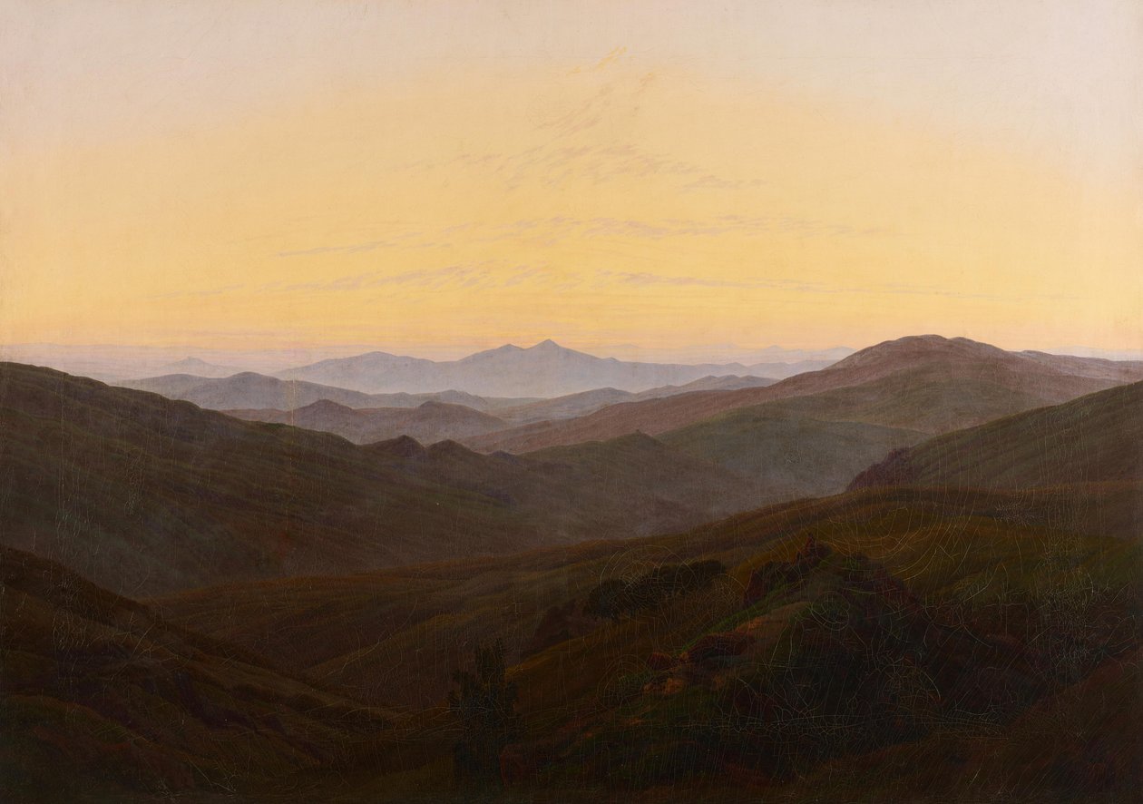 Vor Sonnenaufgang im Gebirge von Caspar David Friedrich