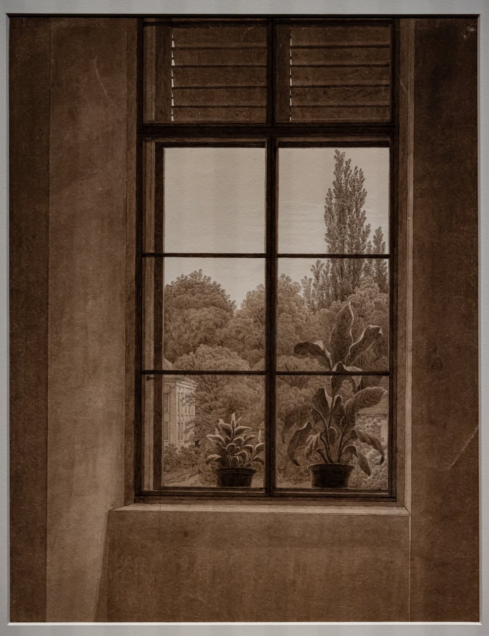 Fenster mit Blick auf einen Park von Caspar David Friedrich