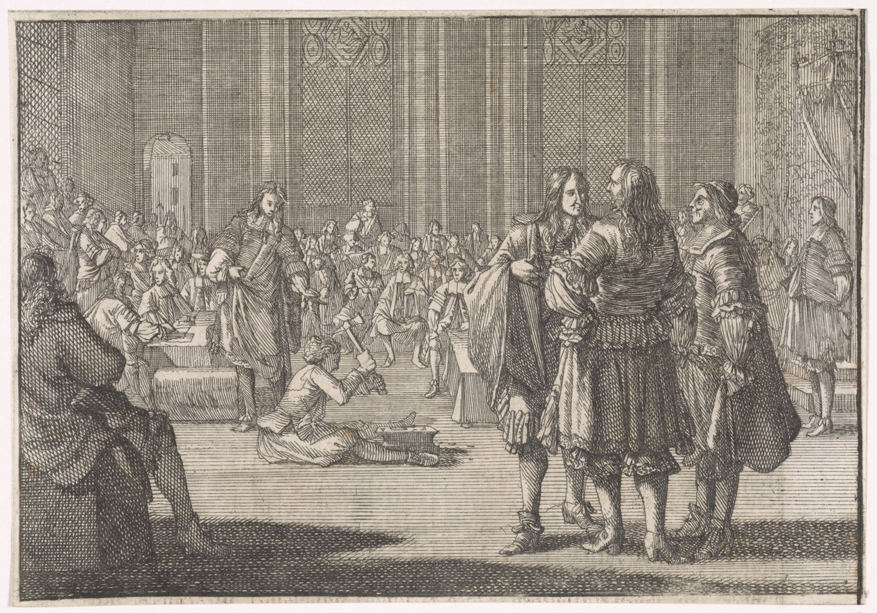 Das englische Reichssiegel wird im Oberhaus zerschlagen, 1646 von Caspar Luyken (attributed to)