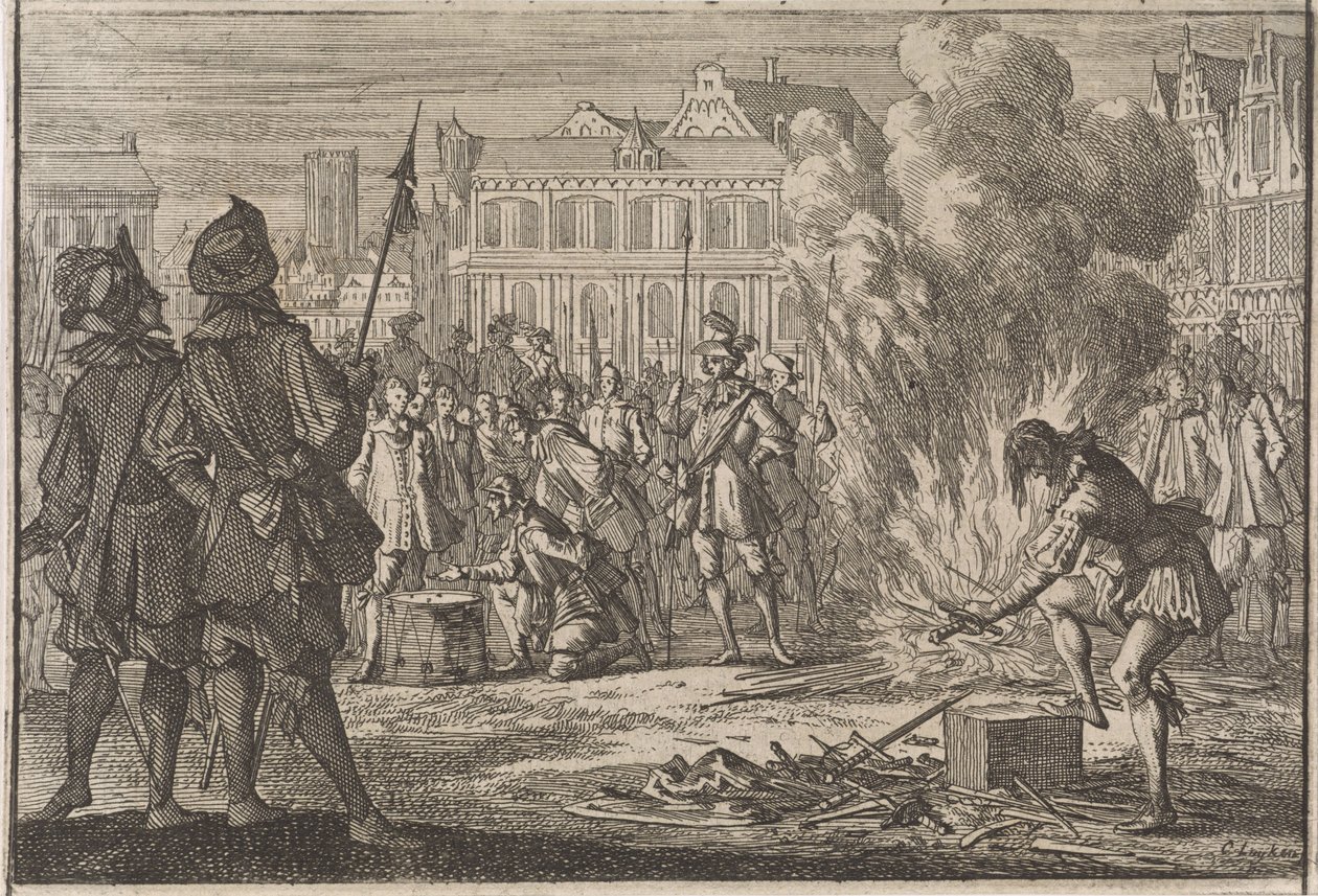 Militärgericht auf dem Marktplatz von Prag, 1642 von Caspar Luyken