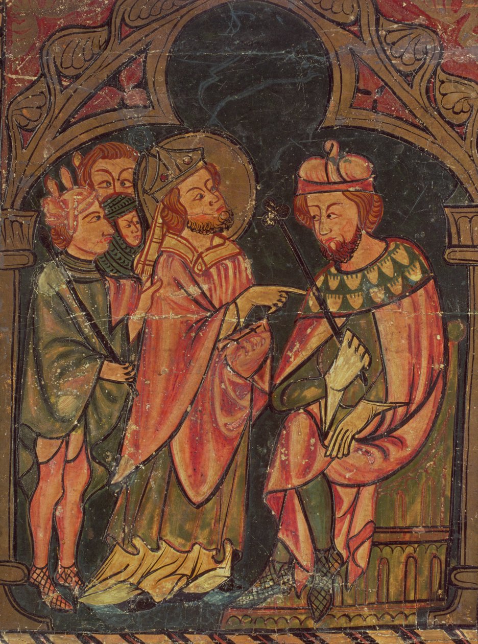 St. Cyprian (ca. 200-258) Bischof von Karthago vor Kaiser Valerian (r. 253-60) 1300-25 von Catalan School