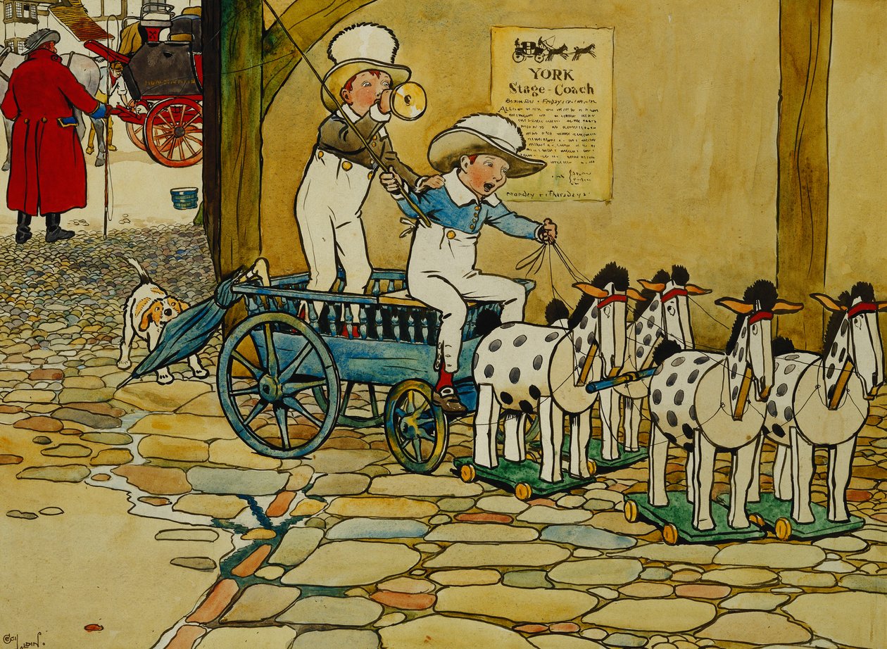Chips Off The Old Block; Die York Postkutsche von Cecil Charles Windsor Aldin