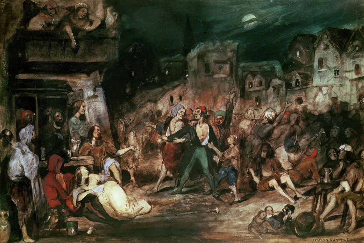 Gringoire im Hof der Wunder, Illustration aus Kapitel VI von 