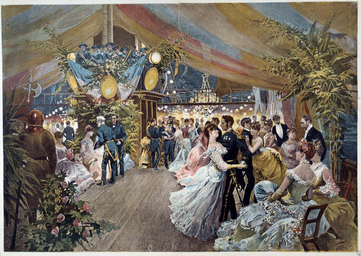Ein Ball an Bord eines Liners. Illustration von Cesare Detti (1847-1914) 19. Jahrhundert Paris, Musée Carnavalet von Cesare Auguste Detti