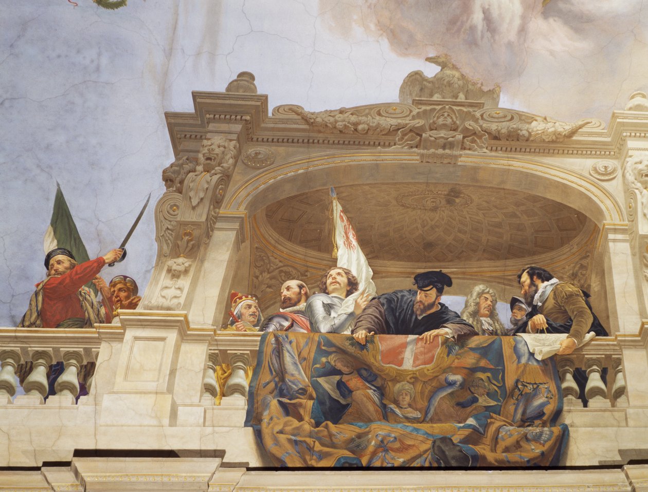 Detail aus Allegorie Italiens, Fresko von Cesare Mariani, Decke, Saal der Mehrheit, Palazzo delle Finanze, Rom von Cesare Mariani
