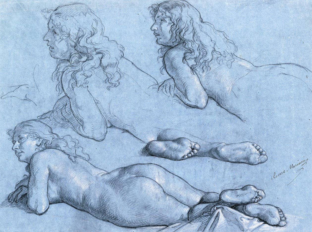 Studien eines liegenden Aktes, von hinten gesehen von Cesare Mariani