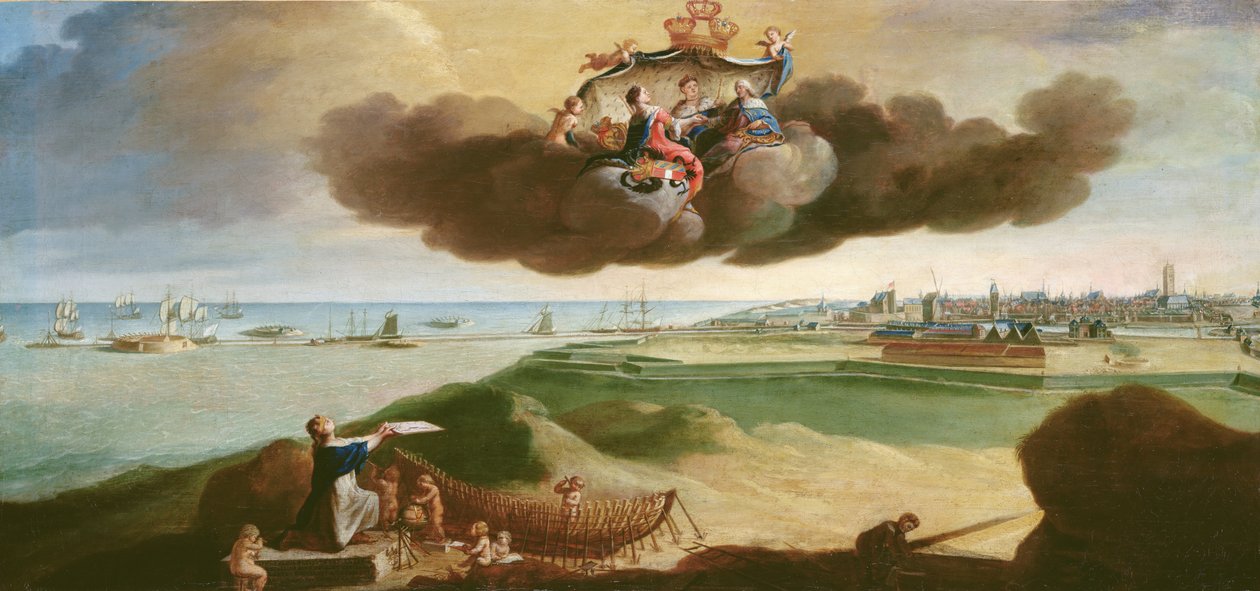 Die Stadt Dunkirk präsentiert den Plan für ihre Renovierung an Ludwig XV. (1710-74) 1758 von Charles Carlier