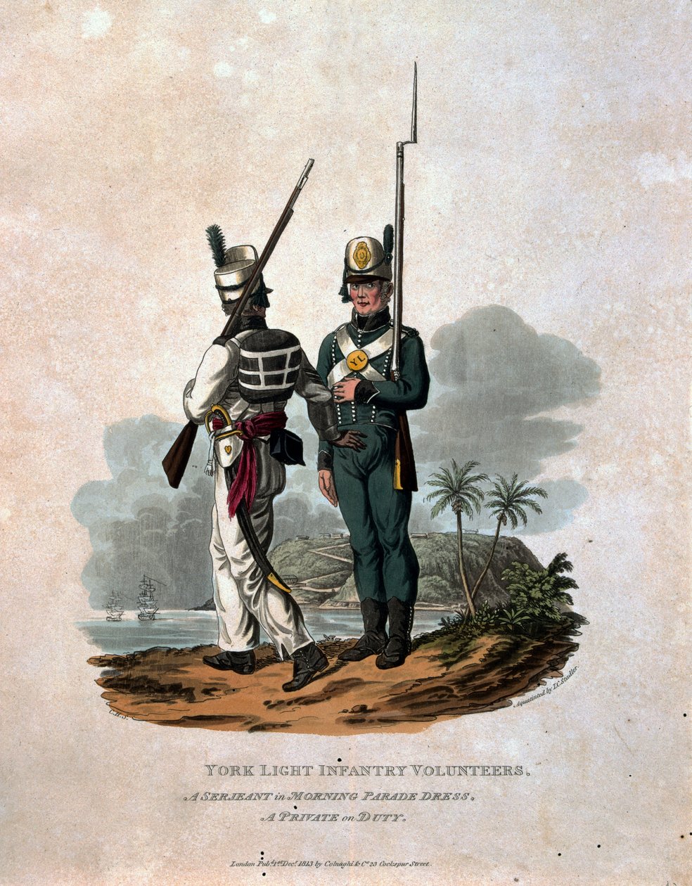 York Light Infantry Volunteers, ein Sergeant in Morgenparadeuniform, ein Soldat im Dienst, aus 