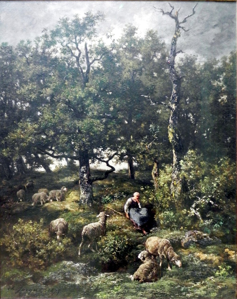Schäferin mit Herde von Charles Jacque