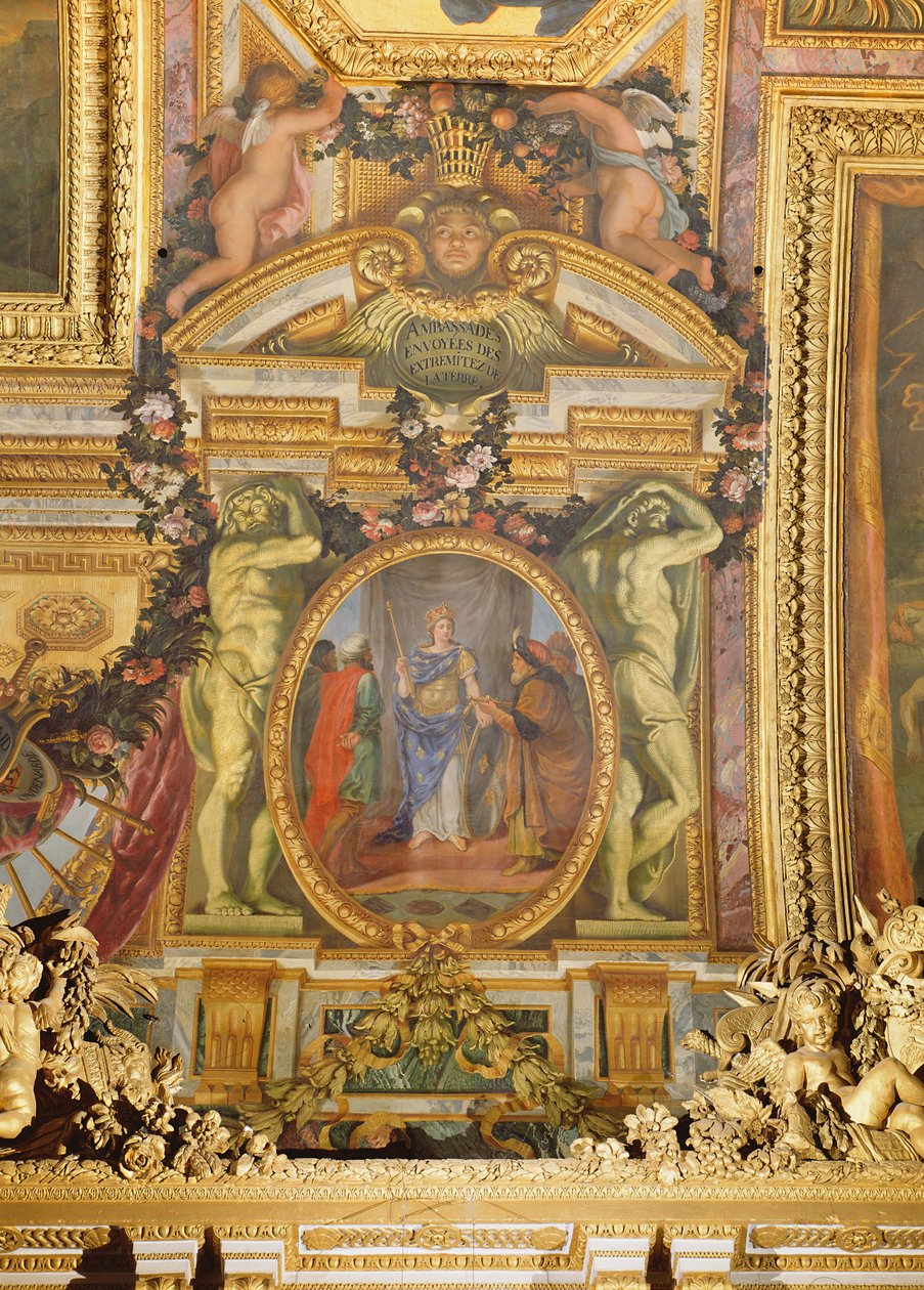 Botschafter aus allen Ecken der Erde, Deckenmalerei aus der Galerie des Glaces von Charles Le Brun