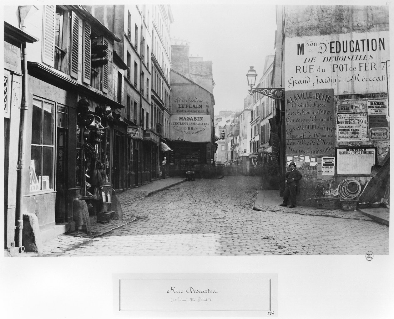 Rue Descartes, von der Rue Mouffetard, Paris, 1858-78 von Charles Marville