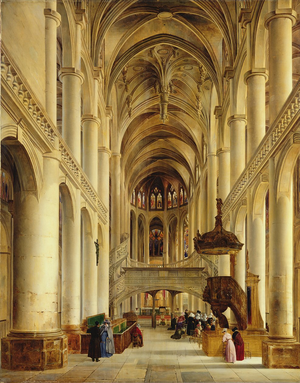 Innenraum der Kirche Saint-Etienne-du-Mont, Paris, ca. 1820 von Charles Renoux