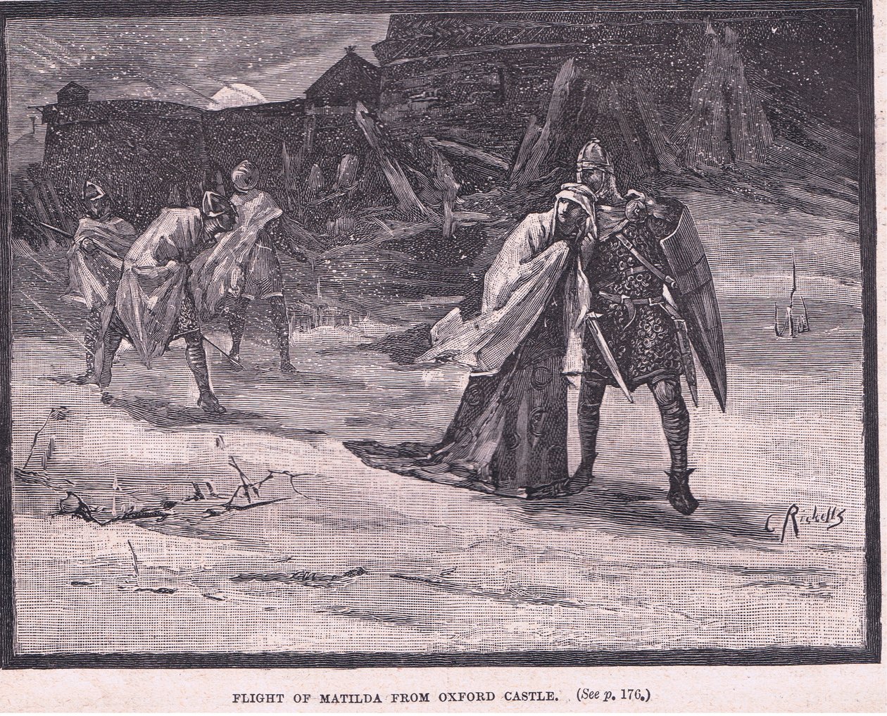 Flucht von Matilda aus der Burg Oxford AD 1142 von Charles Ricketts