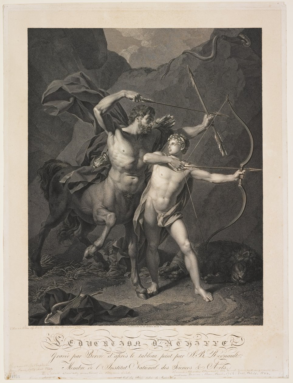 Die Erziehung des Achilles durch den Zentaur Chiron von Charles Clément Bervic