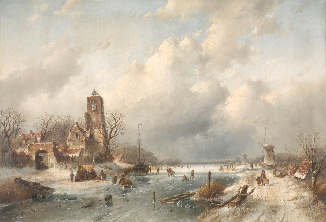 Winterszene von Charles-Henri-Joseph Leickert