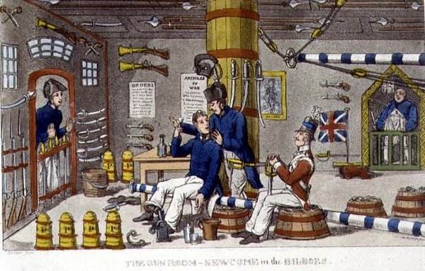 Der Waffensaal, Newcome in den Bilboes, Tafel aus 