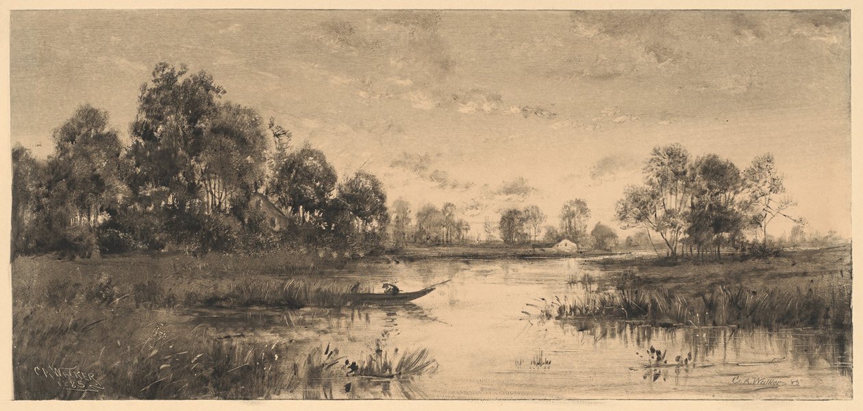 Abend an einem Fluss mit einem Bootsmann von Charles A. Walker