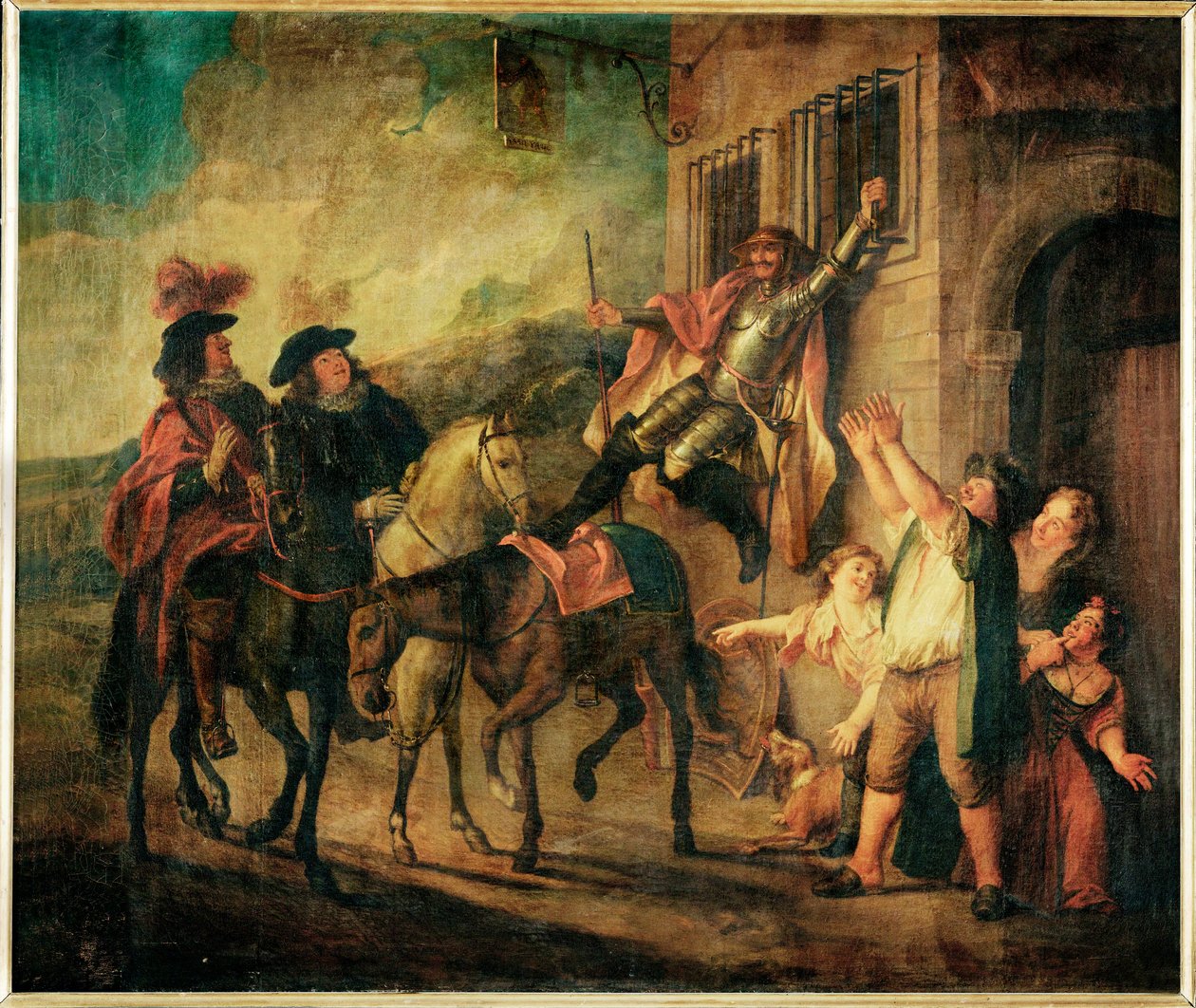 Don Quijote, durch die List von Maritorne an ein Fenster gefesselt von Charles Antoine Coypel
