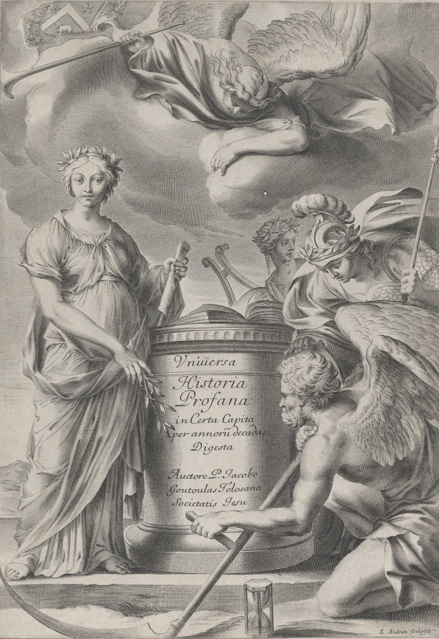 Frontispiz für Vnuiersa Historia Profana von Charles Audran