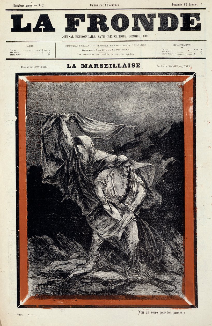 La Marseillaise, erschienen in der Zeitung La Sling. Gravur von Charles Auguste Dit Montbard Loye von Charles Auguste Loye