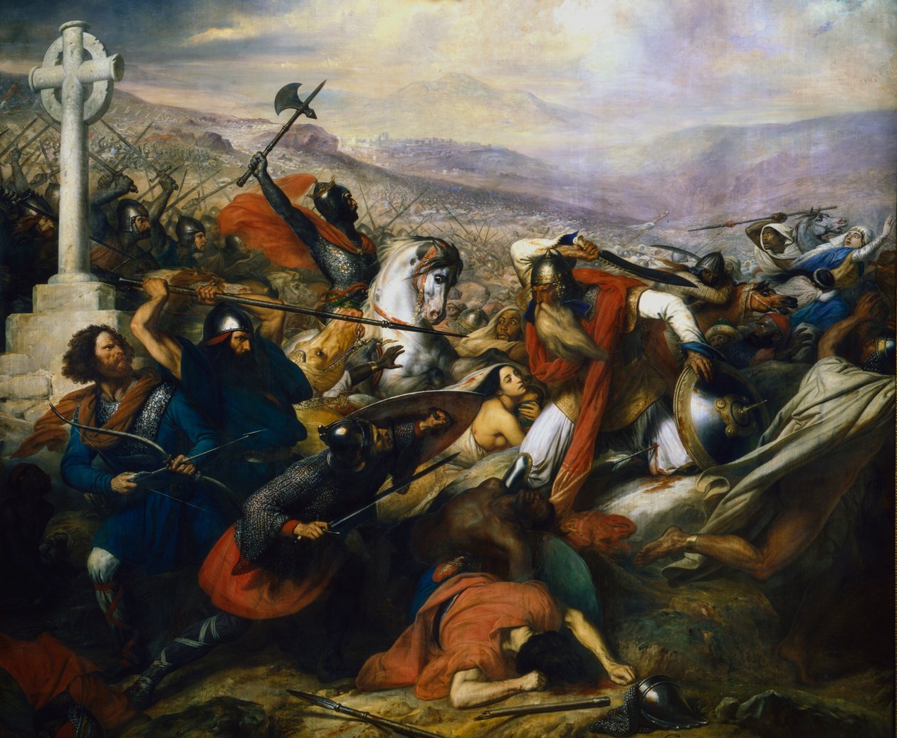 Schlacht von Poitiers, Frankreich, 732, 1837 von Charles Auguste Guillaume Steuben